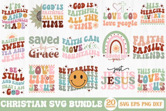 Christian Quotes Retro SVG Bundle: Graphics for Crafts