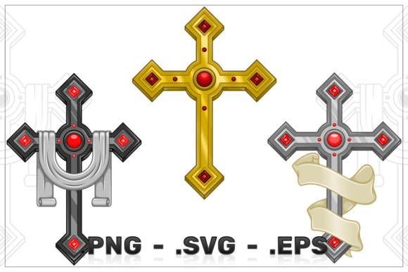 Design of Christian Cross with Ribbon Graphics & Illustrations