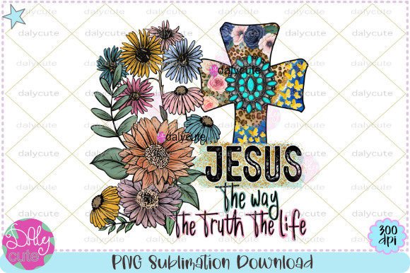 Faith Sublimation Flower Grunge Jesus Graphics & Print Templates