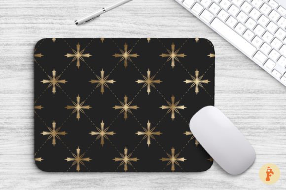 Golden Jesus Cross Pattern Graphics for Digital Products