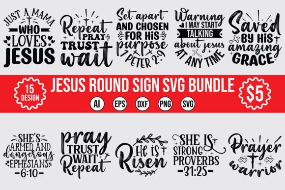 Jesus Round Sign SVG Bundle for Graphics and Crafts