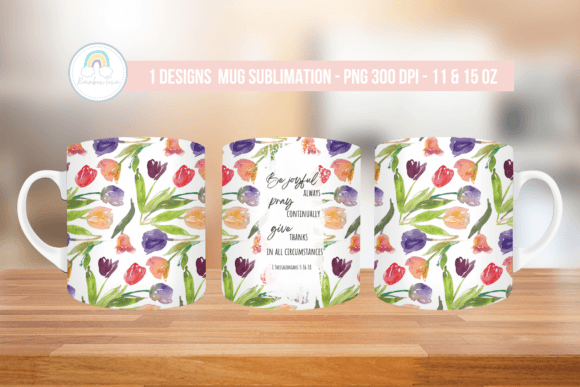 Spring Christian Mug Wrap Graphics for Faith Crafts